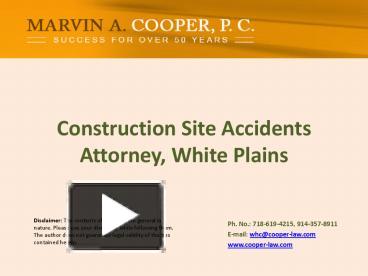 PPT Construction Site Accidents Attorney White Plains PowerPoint