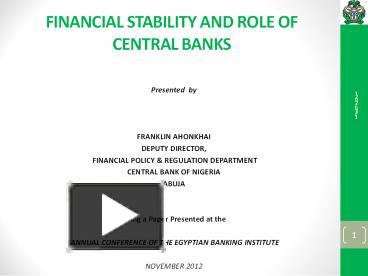 PPT – FINANCIAL STABILITY AND ROLE OF CENTRAL BANKS PowerPoint ...