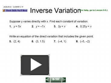 PPT – Inverse Variation PowerPoint Presentation | Free To Download - Id ...