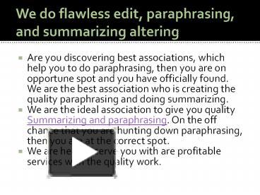 PPT – Summarizing Paraphrasing PowerPoint Presentation | Free To ...