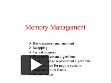 PPT – Memory Management PowerPoint Presentation | Free To Download - Id ...