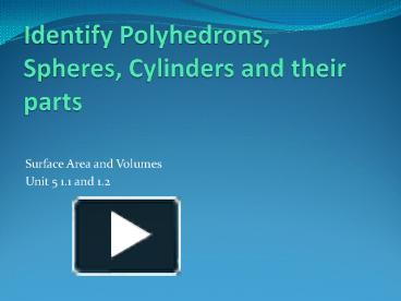 PPT Identify Polyhedrons Spheres Cylinders And Their Parts