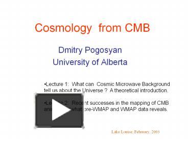 PPT – Cosmology From CMB PowerPoint Presentation | Free To Download ...