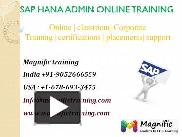 Ppt Sap Hana Admin Online Training Powerpoint Presentation Free To Download Id C C N Vjn