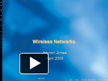 PPT – Wireless Networks PowerPoint Presentation | Free To Download - Id ...