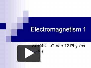 PPT – Electromagnetism 1 PowerPoint Presentation | Free To View - Id ...