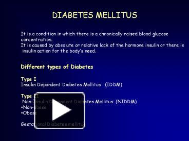 PPT – DIABETES MELLITUS PowerPoint Presentation | Free To View - Id ...