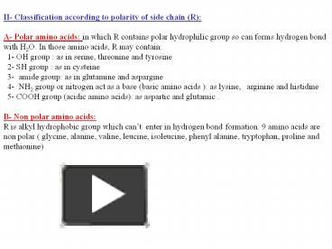 Ppt Ii Classification According To Polarity Of Side Chain R