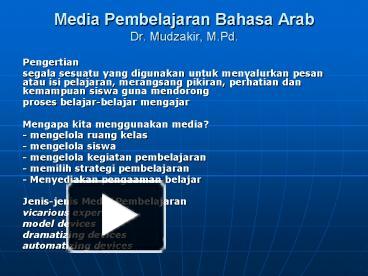 PPT Media Pembelajaran Bahasa Arab Dr Mudzakir M Pd PowerPoint