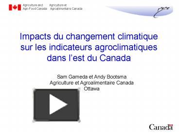 PPT – Impacts Du Changement Climatique Sur Les Indicateurs ...