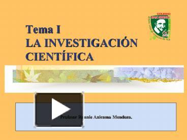 Ppt Tema I La Investigaci Powerpoint Presentation Free To Download Id F Cc Mmfjn