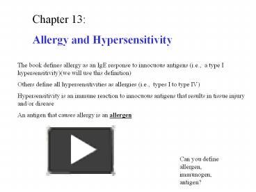 PPT – Allergy And Hypersensitivity PowerPoint Presentation | Free To ...