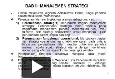 PPT – BAB II. MANAJEMEN STRATEGI PowerPoint Presentation | Free To ...