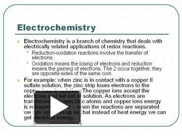 PPT – Electrochemistry PowerPoint Presentation | Free To Download - Id ...