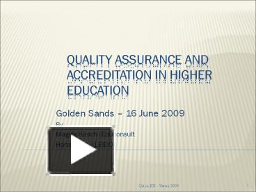 PPT – Quality Assurance And Accreditation In Higher Education ...