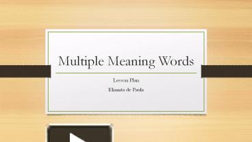 PPT – Multiple Meaning Words PowerPoint Presentation | Free To Download ...