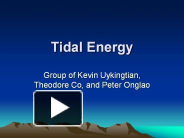 tidal energy power plant ppt