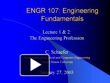 PPT – ENGR 107: Engineering Fundamentals PowerPoint Presentation | Free ...