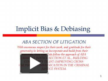 PPT – Implicit Bias PowerPoint Presentation | Free To View - Id: 725d40 ...