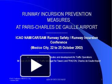 PPT – RUNWAY INCURSION PREVENTION MEASURES PowerPoint Presentation ...