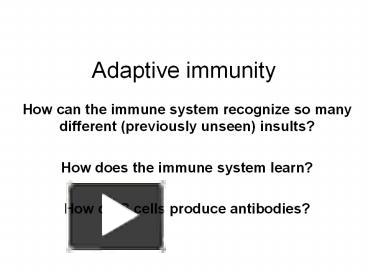 PPT Adaptive Immunity PowerPoint Presentation Free To View Id