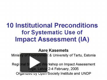 PPT – 10 Institutional Preconditions For Systematic Use Of Impact ...