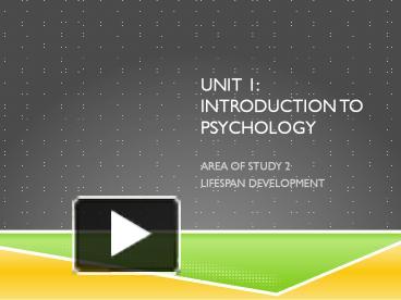 PPT – UNIT 1: INTRODUCTION TO PSYCHOLOGY PowerPoint Presentation | Free ...