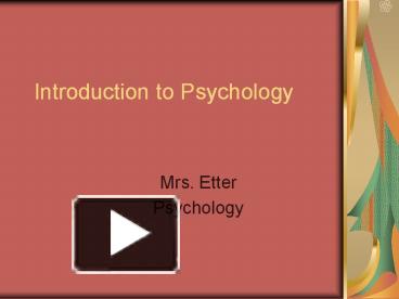 PPT – Introduction To Psychology PowerPoint Presentation | Free To View ...