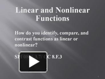 PPT – Linear And Nonlinear Functions PowerPoint Presentation | Free To ...