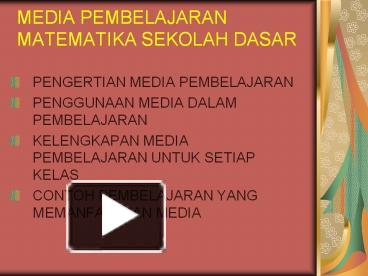 Ppt Media Pembelajaran Matematika Sekolah Dasar Powerpoint