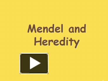 Ppt Mendel And Heredity Powerpoint Presentation Free To View Id