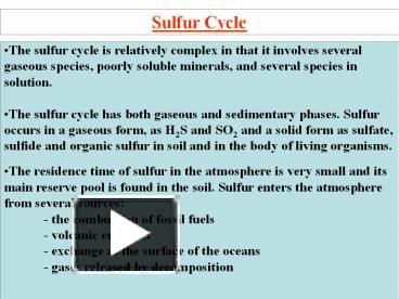 Ppt Sulfur Cycle Powerpoint Presentation Free To Download Id