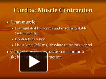 mechanism of cardiac muscle contraction ppt