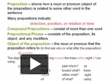 PPT – Preposition PowerPoint Presentation | Free To Download - Id ...