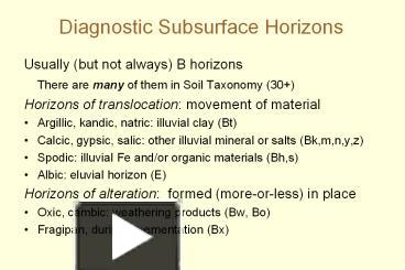 PPT – Diagnostic Subsurface Horizons PowerPoint Presentation | Free To ...