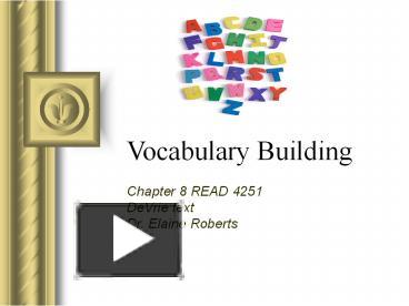 Building An Enriched Vocabulary - ppt download