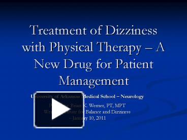 PPT – Treatment of Dizziness with Physical Therapy PowerPoint presentation