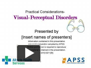 PPT Practical Considerations Visual Perceptual Disorders PowerPoint