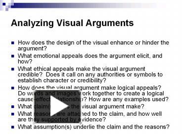 PPT – Analyzing Visual Arguments PowerPoint Presentation | Free To ...