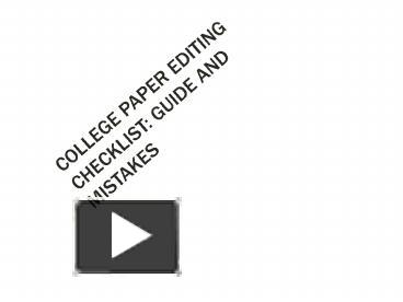 Ppt College Paper Editing Checklist Powerpoint Presentation Free To