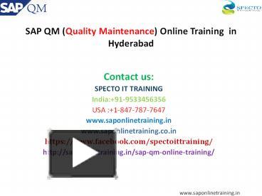 Ppt Sap Qm Online Training In Hyderabad Online Training On Sap Qm