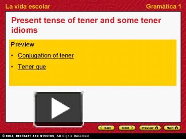 PPT – Present Tense Of Tener And Some Tener Idioms PowerPoint ...