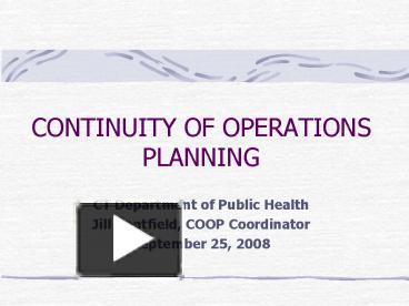 PPT – CONTINUITY OF OPERATIONS PLANNING PowerPoint Presentation | Free ...