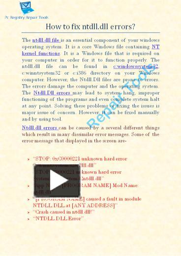 PPT – How To Fix Ntdll.dll Errors? PowerPoint Presentation | Free To ...