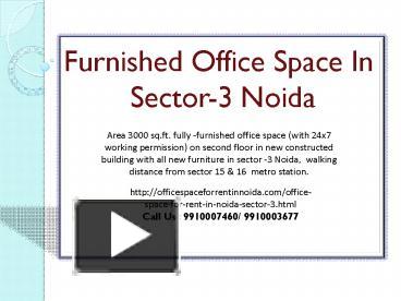 PPT 3000 Sqft Furnished Office 9910007460 Space In Sector 3 Noida