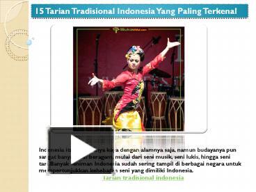 Ppt 15 Tarian Tradisional Indonesia Yang Paling Terkenal Powerpoint
