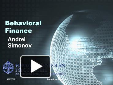 PPT – Behavioral Finance PowerPoint Presentation | Free To Download ...