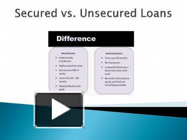 Ppt Secured Vs Unsecured Loans Powerpoint Presentation Free To