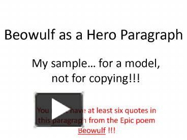 beowulf epic hero conclusion paragraph