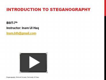 PPT – Introduction To Steganography PowerPoint Presentation | Free To ...